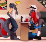 anthro blush canine clothing dog erection fellatio furry gay lucario male male/male mammal nintendo oral pants pants_down penis pokemon poodle sex sssonic2 under_table vein veiny_penis video_games yaoi