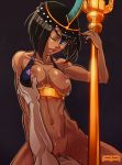  1girl andava black_hair bob_cut bottomless breast_grab breasts cowgirl_position dark_skin eliza eliza_(skullgirls) grabbing looking_at_viewer nipples one_eye_closed pussy sex skullgirls solo_focus staff straddling sweat tiara uncensored vaginal 