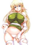 1girl big_breasts blonde_hair blue_eyes blush breasts elf erect_nipples hair kutani long_hair looking_at_viewer nipples pointed_ears smile tiffania_westwood white_background zero_no_tsukaima