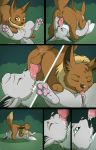 1boy 1girl 69 ass clitoris comic cum cumshot doggy_position eevee forest furry penis pokemon pussy tongue