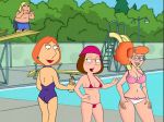  bikini braces chris_griffin edit family_guy glasses lois_griffin meg_griffin navel patty_(family_guy) ponytail pool poolside swimsuits 