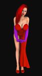  breasts disney dress gloves jessica_rabbit legs purple_gloves red_dress shoes who_framed_roger_rabbit 