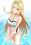 alluring big_breasts bikini blonde_hair cleavage hot mythra mythra_(xenoblade) nintendo r-rex sexy super_smash_bros._ultimate voluptuous xenoblade_(series) xenoblade_chronicles_2 yellow_eyes