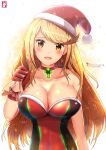 alluring blonde_hair chin_chongcha gloves mythra mythra_(xenoblade) nintendo santa_hat santa_outfit super_smash_bros._ultimate xenoblade_(series)