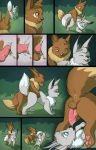 1boy 1girl 69 ass clitoris comic doggy_position eevee forest furry penis pokemon precum pussy saliva sex