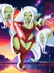  character_sheet goblin goblin_female green_skin lightsaber long_hair ninja-8004 original_character pointy_ears star_wars voluptuous white_hair 