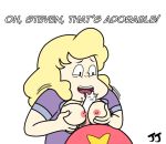 1girl cartoon_network fellatio jonnyjonnino lick oral paizuri sadie sadie_miller steven_quartz_universe steven_universe transformation white_background