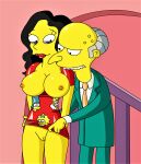 1boy 1girl age_difference big_breasts bottomless creek_12 erect_nipples katy_perry montgomery_burns no_bra no_panties shaved_pussy the_simpsons thighs topless