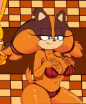 1girl 2015 anthro badger belly big_breasts bra breasts cleavage clothed clothing dreamcastzx1 furry highres huge_breasts mammal midriff miles_"tails"_prower mustelid navel panties sega sonic_boom sticks_the_jungle_badger underwear