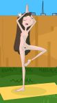 backyard flower jenny_brown nude outdoor outside phineas_and_ferb yoga