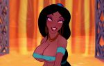 1girl aladdin_(series) black_hair breasts dark-skinned_female dark_skin disney edit female female_only hypnosis large_breasts princess_jasmine solo