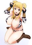 1girl big_breasts bikini blonde_hair boots breasts brown_eyes fairy_tail female hair long_hair looking_at_viewer lucy_heartfilia nipple_slip nipples smile solo