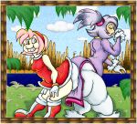  2girls amy_rose ass ass_bump big_ass blaze_the_cat breasts butt_bump clothes dat_ass happy hips human large_ass multiple_girls panties pants sega slut sonic_(series) virus-20 whore wide_hips 