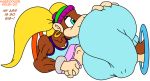  1girl 2015 ass big_ass big_breasts breasts clothes donkey_kong_(series) habbodude hips horny huge_ass kong lips monkey nintendo pants portal portal_(series) slut text tiny_kong virus-20 white_background wide_hips 