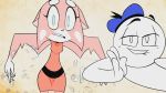  1girl cat danger_dolan duo feline fur human looking_at_viewer male mammal shima_luan super_planet_dolan vimhomeless wet wet_fur 