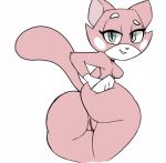 1girl anthro ass breasts cat edit featureless_breasts feline fur low_res mammal nude pink_fur pussy raised_tail shima_luan sideboob simple_background super_planet_dolan tail vimhomeless white_background