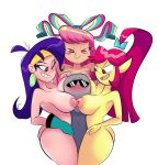 3girls crossover giffany gravity_falls herny mighty_magiswords multiple_girls smoke_(yin_yang_yo) vambre white_background yin_yang_yo