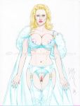 1girl armando_huerta blonde_hair emma_frost garter_belt garter_straps huge_breasts marvel navel shaved_pussy thigh_gap white_queen x-men