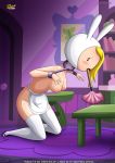 1girl adventure_time animal_hat apron blonde_hair feather_duster female_only fionna_the_human human palcomix slavetoon stockings white_legwear white_stockings