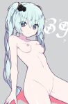 1girl blue_hair breasts completely_nude eyebrows_visible_through_hair giryu long_hair miku_hatsune nude small_breasts sparkling_eyes tied_hair twin_tails