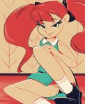 ass dress exo-suit fridge_(artist) going_commando hairless_pussy jenny_wakeman long_hair my_life_as_a_teenage_robot no_panties pussy red_hair smile solo twin_tails