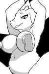 anthro arms_above_head boss_monster breasts furry looking_down navel nipple_penetration nipples pashoo penetration raised_arm slightly_chubby smile toriel undertale video_games