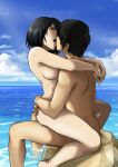  1boy 1girl abs areola arms_around_neck artist_request asian ass ass_grab bare_legs bare_shoulders barefoot beach black_eyes black_hair blue_sky bottomless breasts closed_eyes cloud cowgirl_position duo eren_yeager eyelashes feet grey_eyes groping happy_sex high_resolution hugging implied_sex kissing legs light_skin looking_pleasured male male/female mastery_position medium_breasts medium_hair mikasa_ackerman nipples no_bra nopan nude nude_female nude_male ocean open_mouth outside pale_skin rock romantic scar sex shingeki_no_kyojin short_hair shoulder_blades sitting sitting_on_lap sitting_on_person sky slim stone straddling topless torso_grab upright_straddle vaginal waist_grab water 