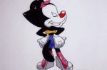 animaniacs ass ass_shake dancing dot_warner gif grin hands_on_ass macarena