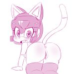 1girl all_fours ass blush cat_ears cute fang furry hearlesssoul helmet looking_at_viewer looking_back polly_esther pussy samurai_pizza_cats tail