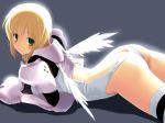 1girl armor ass blonde_hair butt_crack fantasy_earth_zero green_eyes hima solo thighhighs wings