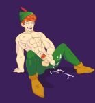 1boy agletto cum disney grin jerking_off peter_pan red_hair solo_male