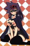 1girl bad_id blush breasts coat duke_devlin erect_nipples genderswap green_eyes huge_breasts mariru nipples open_mouth otogi_ryuuji rule_63 ryuuji_otogi solo thighhighs torn_clothes uncensored yu-gi-oh! yuu-gi-ou yuu-gi-ou_duel_monsters