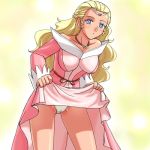 blonde_hair blue_eyes blush cameltoe dress dress_lift golion haruyama jewelry long_hair lowres necklace old_school oldschool panties princess_allura princess_fala tiara underwear voltron