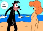  1boy 1girl a_goofy_movie ass beach breasts disney erect_nipples erection goof_troop male/female max_goof mouseboy nipples nude penis roxanne roxanne_(goof_troop) small_breasts 