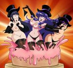  3_girls asian big_breasts big_hero_6 breasts cake crossover female female_only food gogo_tomago grimphantom hinata_hyuuga marvel naruto naruto_shippuden nipples nude pussy ranma_1/2 shampoo_(character) shampoo_(ranma_1/2) surprised topless undressing 