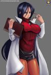  big_breasts breasts glasses grey_background kyoffie kyoko_minazuki lab_coat milf minazuki_kyoko minazuki_kyouko rival_schools teacher 