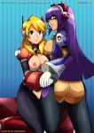 2_girls alia_(rockman) breasts capcom female_only layer_(rockman_x) mega_man_x multiple_girls robots yuri yuri_haven