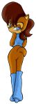  1girl anthro ass backshot brown_hair cartoon cute furry mammal princess render sally_acorn sega simple_background smile sonic_(series) tail transparent_background vest 