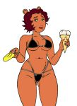  1girl anthro arthur_(series) big_hips bikini brown_hair cameltoe cartoon female furry ice_cream jane_read milf mother pbs popsicle render simple_background smile tan_skin transparent_background woman 