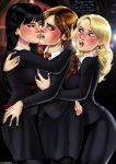 asian black_hair blonde_hair breast_grab brown_hair cho_chang hair harry_potter hermione_granger kissing long_hair luna_lovegood shadman threesome yuri