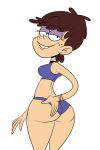 1girl ass big_ass bikini bracelet brown_hair ear_rings freckles looking_back luna_loud nickelodeon scobionicle99 short_hair smile the_loud_house transparent_background wide_hips