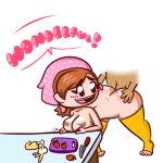 apron breasts cooking_mama mama_(cooking_mama) milf nintendo nipples quackmeister sex table white_background