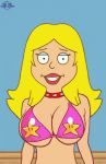 1girl american_dad animated big_breasts bikini bouncing_breasts breasts eyelashes female_only francine_smith funny gif guido_l loop running solo_female star teeth upper_body