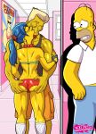 big_ass big_breasts breasts cheating homer_simpson kissing marge_simpson milf the_simpsons yellow_skin