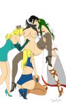 bayonetta bayonetta_(character) bayonetta_2 closed_eyes high_heels kid_icarus kissing legs metroid nipples palutena princess_rosalina pussylicking samus_aran super_mario_bros. super_smash_bros. white_background yuri