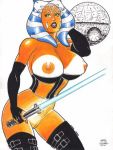  ahsoka_tano big_breasts breasts death_star lightsaber nipples rob_durham star_wars star_wars:_the_clone_wars white_background 