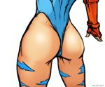 1girl ass ass_focus bb_(baalbuddy) cammy_white camouflage close-up el_shaka fingerless_gloves from_behind gloves leotard rear_view street_fighter street_fighter_ii thighs thong_leotard white_background