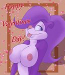 ! 1girl 2016 anthro areola big_breasts blue_eyes breasts fifi_la_fume fur furry hair heart holidays long_hair looking_back mammal nipples pink_nose purple_fur purple_hair skunk smile tiny_toon_adventures tongue tongue_out valentine's_day vinfox warner_brothers