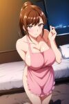 ai_generated apron azuma_hisato bed bedroom breasts cheating cheating_wife himawari_wa_yoru_ni_saku huge_breasts mature_female milf naked_apron netorare ntr stable_diffusion takeda_hiromitsu