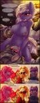 2016 absurd_res anthro anthrofied apple_bloom applejack areola big_breasts blonde_hair blush breasts chest_tuft closed_eyes clothed clothing dialogue digital_media_(artwork) dimwitdog earth_pony english_text equine female/female fence friendship_is_magic furry hair heart highres horse incest limestone_pie lying mammal marble_pie maud_pie my_little_pony nipples nude on_back one_eye_closed open_mouth oral outside pink_hair pinkie_pie pony pussy pussy_juice pussylicking sex sibling sisters text tuft vaginal